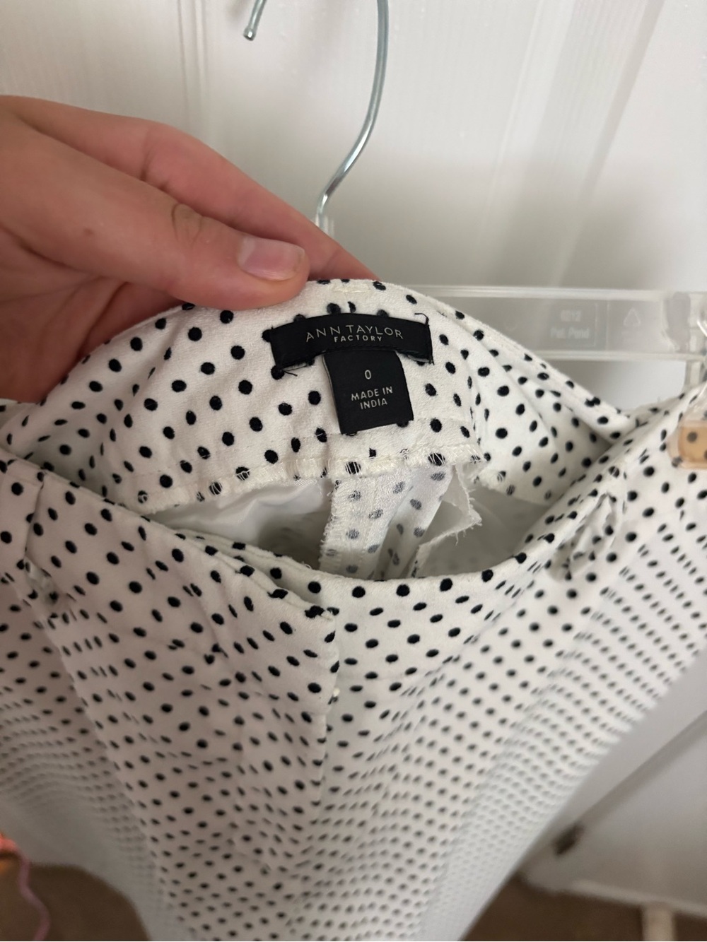 Ann Taylor Factory White Wide-Leg Polka Dot Pants with Black Trim - Picture 5 of 5